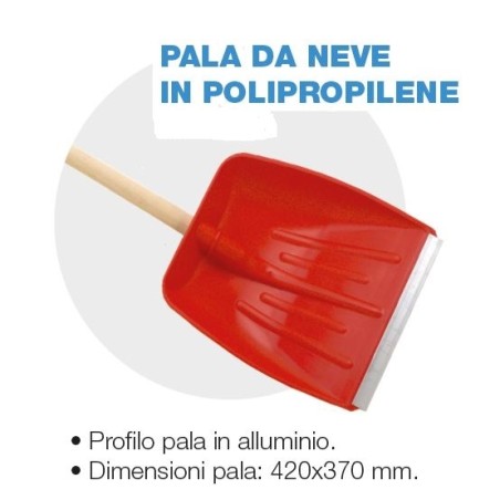 Pala da neve in polipropilene con manico 420x370 mm profilo lama in alluminio | Newgardenstore.eu