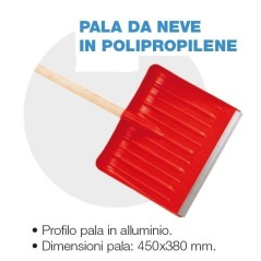 Pala da neve in polipropilene con manico di ricambio misure pala 450x380 mm | Newgardenstore.eu