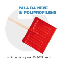 Pala da neve in polipropilene con manico di ricambio misure pala 450x380 mm