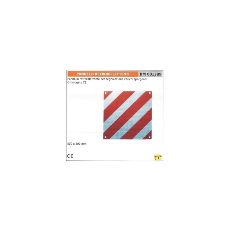 EC type-approved retroreflective panel for signalling of protruding loads 001389