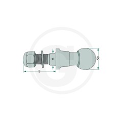 Ball pin 50 mm with threaded coupling tractor third point 20013160 | Newgardenstore.eu