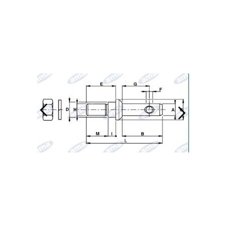 Pasador pivotante diámetro 22-22 mm para enganche de implemento de tractor agrícola 2 uds.