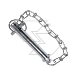 Pin for three-point linkage with chain and snap pin