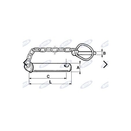 Pasador para brazo superior de 25 mm de diámetro para enganches de implementos de tractores agrícolas