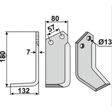 Kettenhacke Fräse Fräse Blatt 350-236 350-235 dx sx HOWARD 180mm