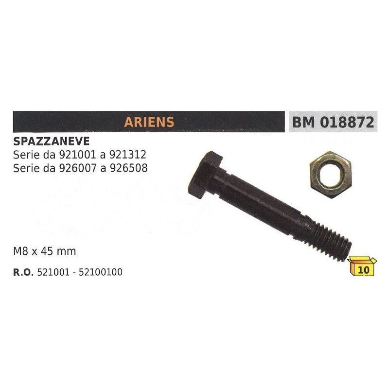 Pasador de seguridad M8x45mm quitanieves ARIENS series 921001 a 921312