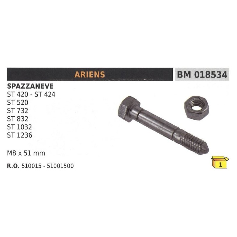 Perno spinotto di sicurezza M8x51mm spazzaneve ARIENS ST 420 ST 424 ST 520 ST732