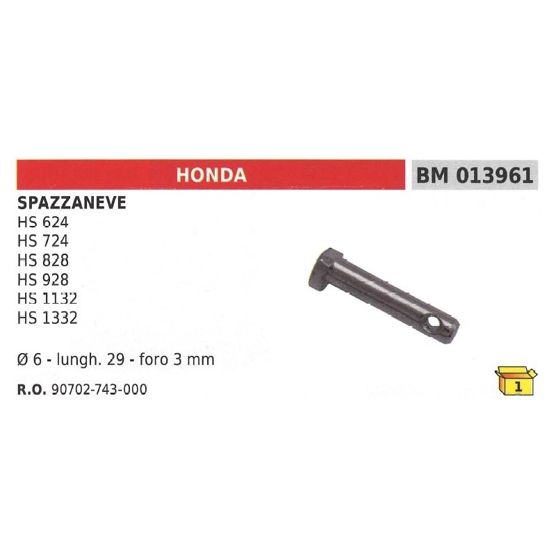 Pasador de seguridad Ø  6mm L 29mm agujero 3mm quitanieves HONDA HS 624 HS 724