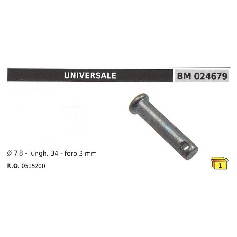 Pasador de seguridad diámetro 7,8mm L 34mm agujero 3mm UNIVERSAL 0515200
