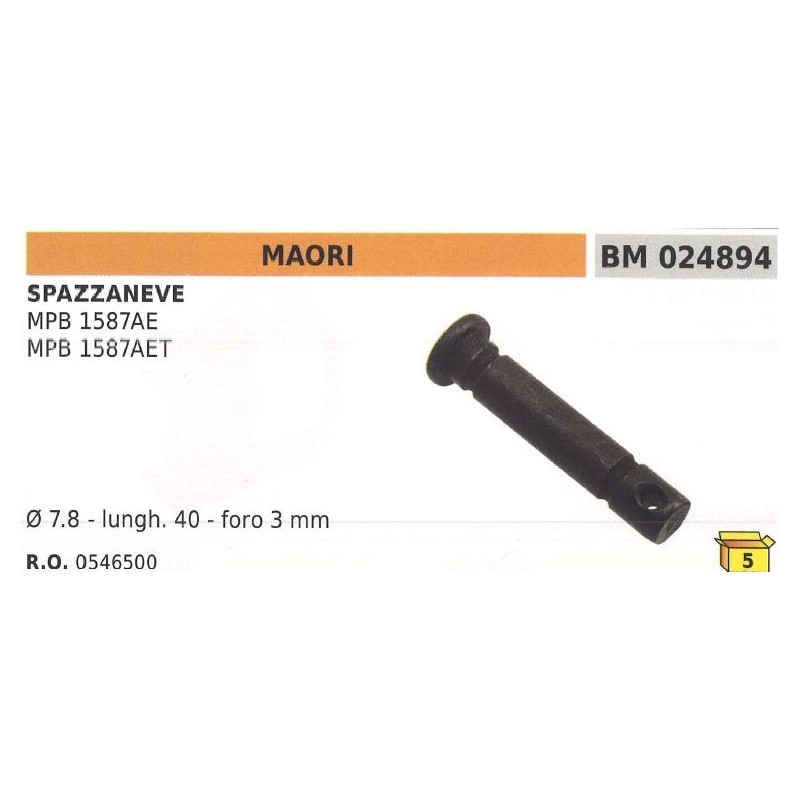 Pasador de seguridad Ø  7,8mm L 40mm agujero 3mm cuchilla quitanieves MAORI MPB 1587AE