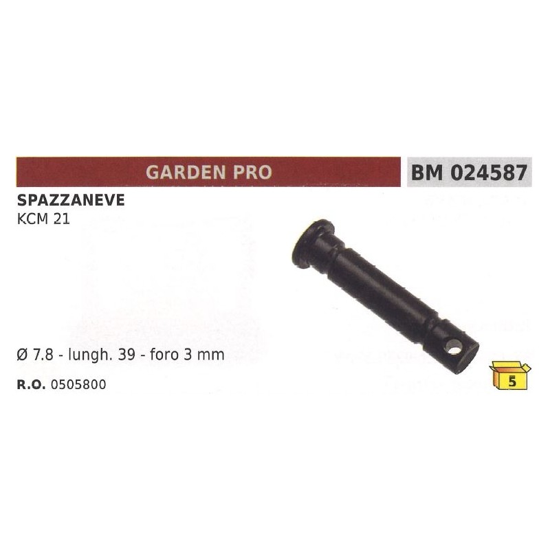 Perno spinotto di sicurezza ø 7,8mm L. 39 x ø 3mm spazzaneve GARDEN PRO KCM 21