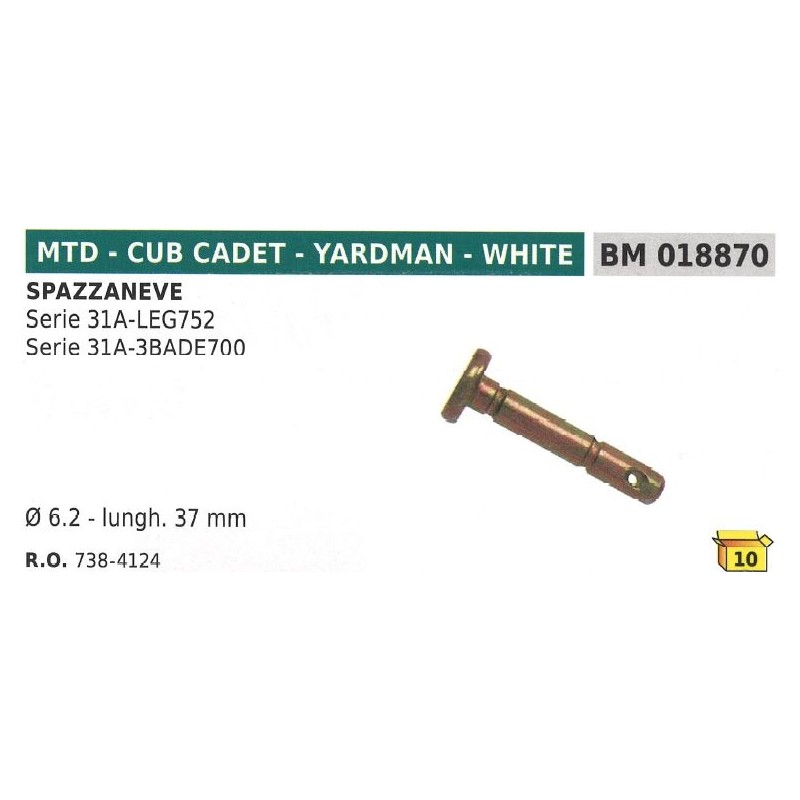 Elastischer Sicherheitsstift Ø  6,2mm L 37mm Schneepflug MTD 31A-LEG752