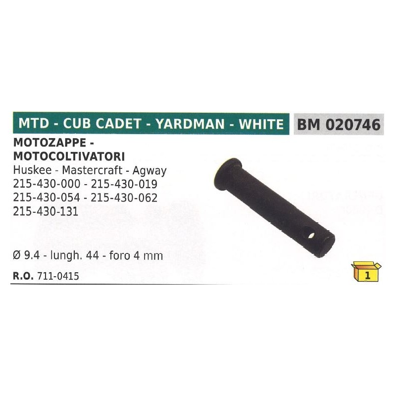 Sicherheitsstift Stiftdurchmesser 9,4mm L 44mm Loch 4mm Schneefräse MTD