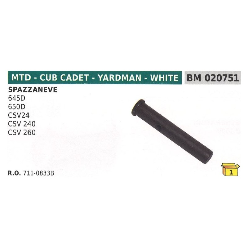 MTD snow plough safety pin - CUB CADET 645D 650D CSV24 - 711-0833B