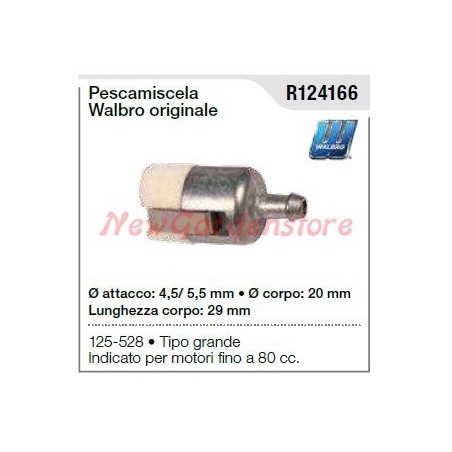 Pescamiscela WALBRO per motosega 125 528 tipo grande R124166 | Newgardenstore.eu