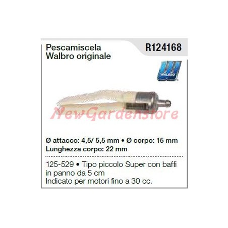 Pescamiscela WALBRO per motosega 125 529 tipo piccolo con baffi originale | Newgardenstore.eu