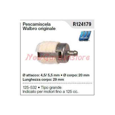 Pescamiscela WALBRO per motosega 125 532 tipo grande R124179 | Newgardenstore.eu