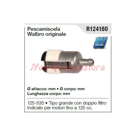 Pescamiscela WALBRO per motosega 125 535 tipo grande R124180 | Newgardenstore.eu