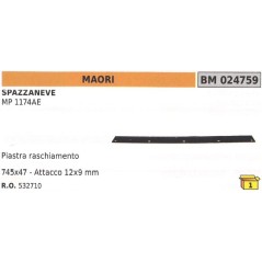 Placa quitanieves 745x47mm 12x9mm conexión MAORI MP 1174AE - 532710