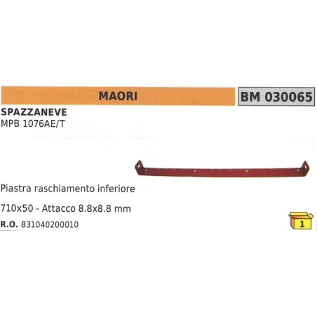 Placa rascadora inferior 170x50mm accesorio 8.8x8.8mm MAORI cuchilla quitanieves | Newgardenstore.eu