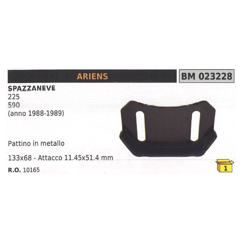 Placa de metal 133x68mm accesorio 11.45x51.4mm quitanieves ARIENS MTD - 10165