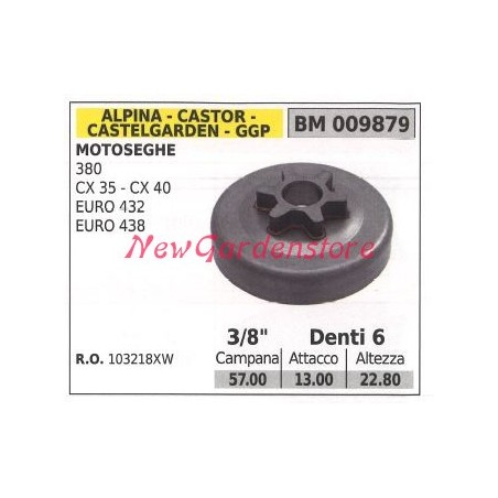 Piñón motor motosierra ALPINA 380 CS 35 40 3/8' dientes 6 009879 | Newgardenstore.eu