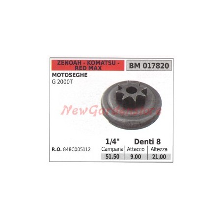 Pignon de cloche d'embrayage pour tronçonneuse G2000T ZENOAH 848C005112 017820