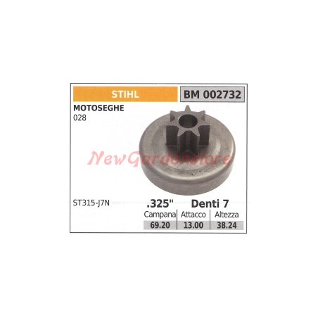 STIHL chainsaw clutch bell pinion 028 002732 | Newgardenstore.eu