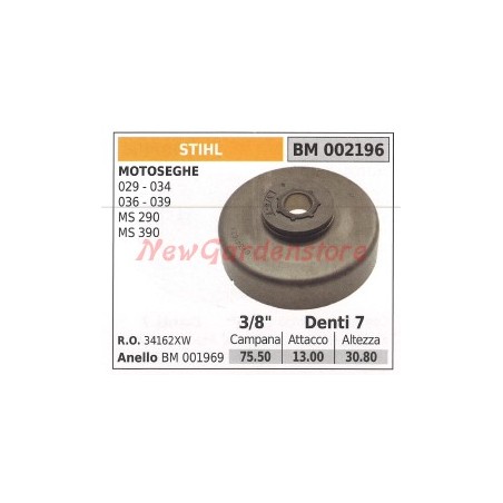 Chainsaw clutch bell pinion STIHL 029 034 036 039 MS290 002196 34162XW