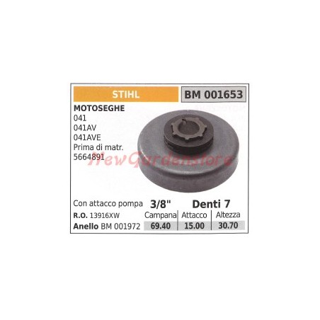 Chainsaw clutch bell pinion STIHL 041 041AV 041AVE 001653 13916XW | Newgardenstore.eu