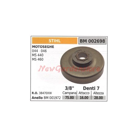 Chainsaw clutch bell pinion STIHL 044 046 MS440 MS46 002698 38470XW | Newgardenstore.eu