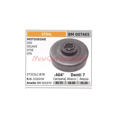 Pignon d'embrayage STIHL pour tronçonneuse 050 051AVE 075E 076 007465 22262XV | Newgardenstore.eu