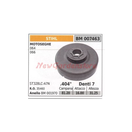 Pignon d'embrayage de tronçonneuse STIHL 064 066 007463 35460 | Newgardenstore.eu