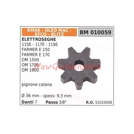 EMAK chain sprocket for chainsaw 115E 117E 119E OM 1500 1700 010059 | Newgardenstore.eu