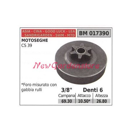 Piñón motor motosierra CINA PR 350 P 34 360 370 390 3/8' dientes 6 005873 | Newgardenstore.eu