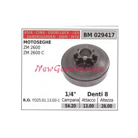 Piñón motor motosierra CINA ZM 2600 2600 C 1/4' dientes 8 029417 | Newgardenstore.eu