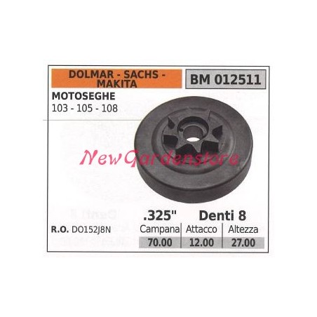 Piñón motor motosierra DOLMAR 103 105 108 .325' dientes 7 012511 | Newgardenstore.eu