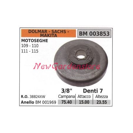 Pignon de moteur de scie à chaîne DOLMAR 109 110 111 115 3/8' dents 7 003853 | Newgardenstore.eu