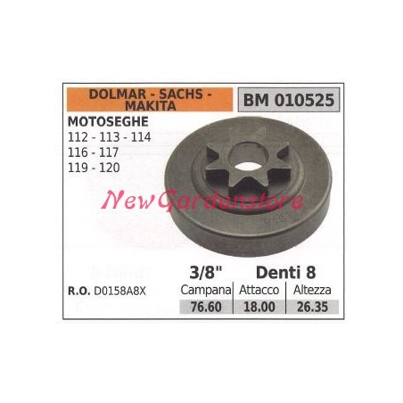 Sprocket DOLMAR chain saw motor 112 113 114 116 117 119 120 .3/8' teeth 8 010525 | Newgardenstore.eu