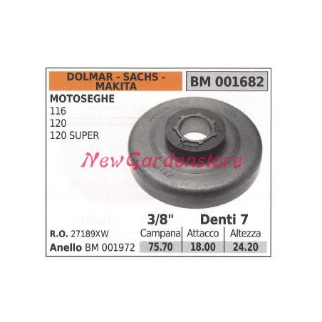 Pignone DOLMAR motore motosega 116 120 120 SUPER .3/8' denti 7 001682 | Newgardenstore.eu