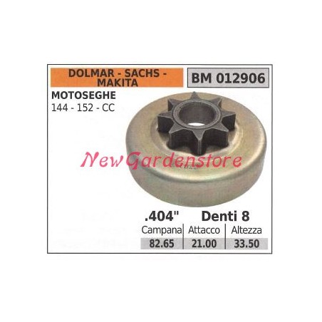 Sprocket DOLMAR chainsaw engine 144 152 CC .404' teeth 8 012906 | Newgardenstore.eu