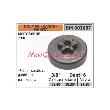 Piñón DOLMAR motor motosierra 290E 3/8' dientes 6 001687 | Newgardenstore.eu