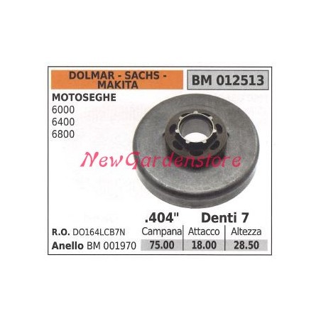 Sprocket DOLMAR chain saw motor 6000 6400 6800 .404' teeth 7 012513 | Newgardenstore.eu
