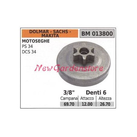 Pignone DOLMAR motore motosega PS 34 DCS 34 3/8' denti 6 013800 | Newgardenstore.eu