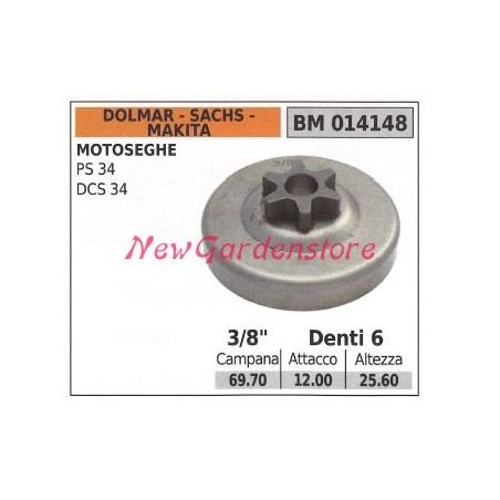 Piñón DOLMAR para motosierra PS 34 DCS 34 3/8' dientes 6 014148 | Newgardenstore.eu