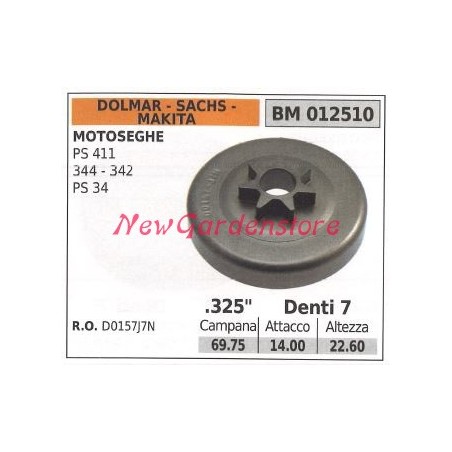 Pignon DOLMAR moteur tronçonneuse PS 411 344 34 .325' dents 7 012510 | Newgardenstore.eu