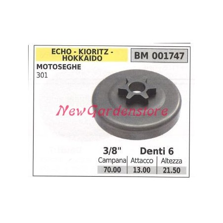 Piñón motor motosierra ECHO 301 3/8' dientes 6 001747 | Newgardenstore.eu