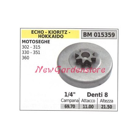 Piñón motor motosierra ECHO 302 315 330 351 360 1/4' dientes 8 015359 | Newgardenstore.eu