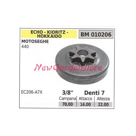 Piñón motor motosierra ECHO 440 3/8' dientes 7 010206 | Newgardenstore.eu