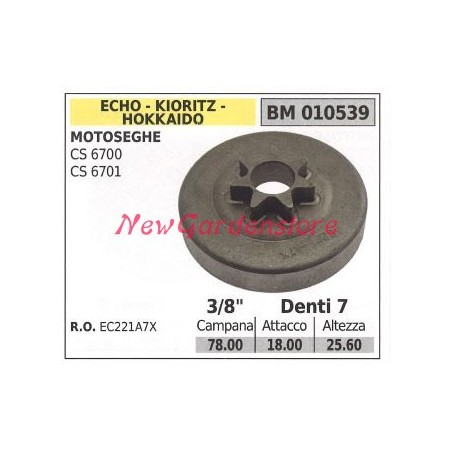 Pignone ECHO motore motosega CS 6700 6701 3/8' denti 7 010539 | Newgardenstore.eu